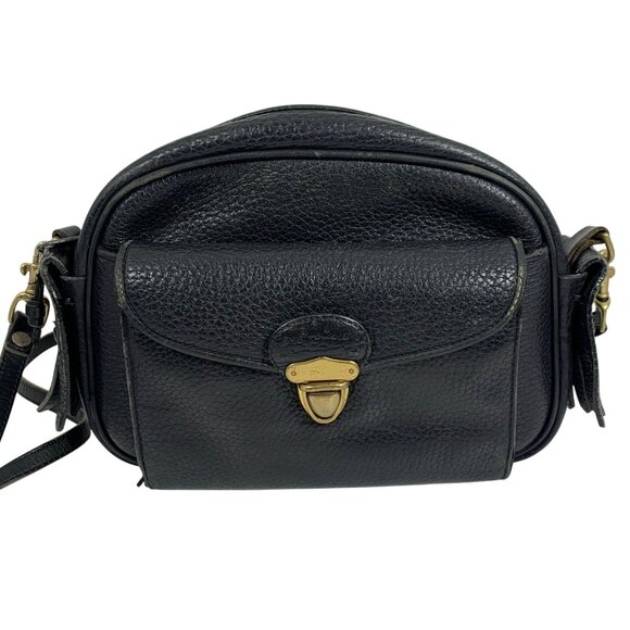 VTG Dooney And Bourke AWL Black On Black Kiltie Travel Shoulder Crossbody Bag - Picture 3 of 14